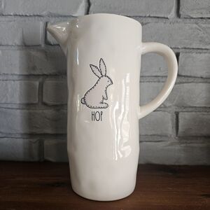 Rae Dunn Bunny Pitcher Artisan Collection By Magenta Ceramic Off White Tall